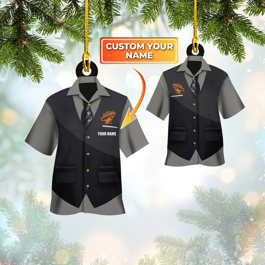 Custom Vest Uniform Bartender and Barista Ornament, Gift for Bartender Uniform Christmas Ornament OO1631