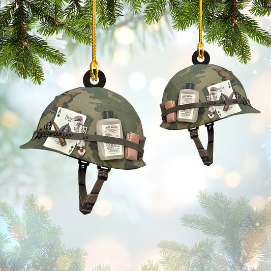 Personalized Army Helmet Custom Shaped Christmas Ornament, Helmet Ornament, Army Ornament OO1649