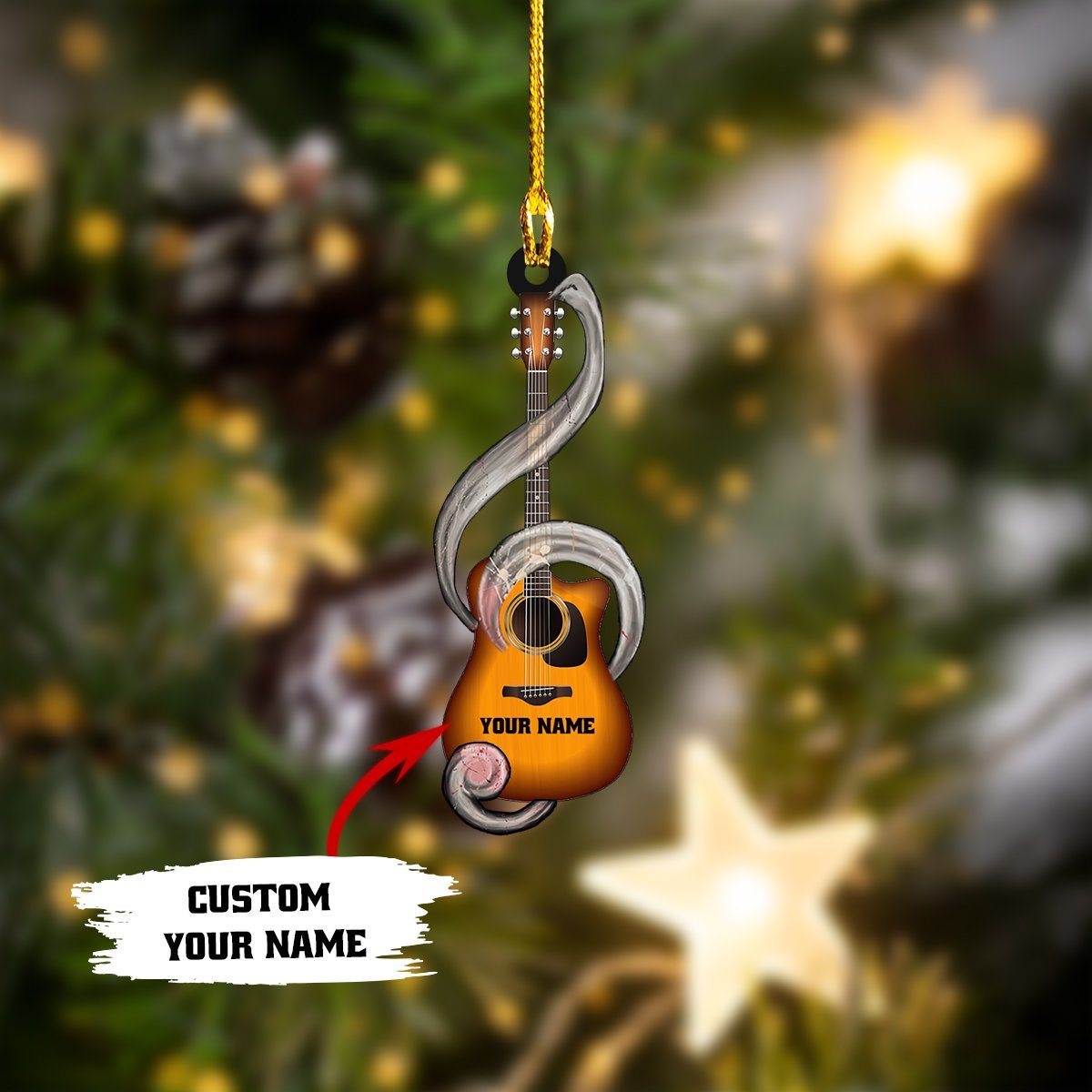 Personalized Name Guitar Acrylic Ornament, Best Christmas Gift for Musician Lover OO1655