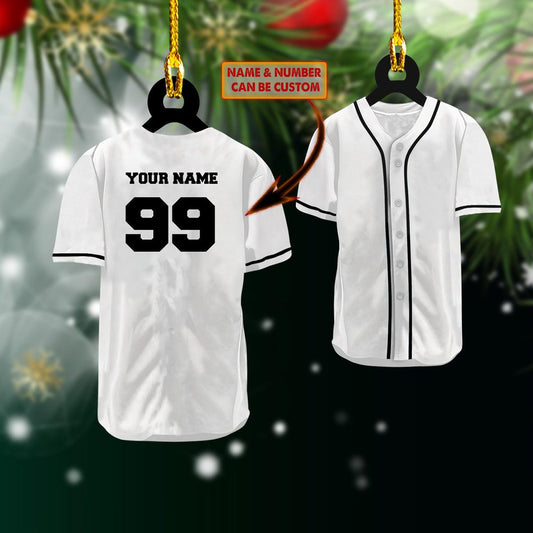 Custom Name White Baseball Shirt Christmas Ornament, Flat Baseball Shirt Ornament OO1824