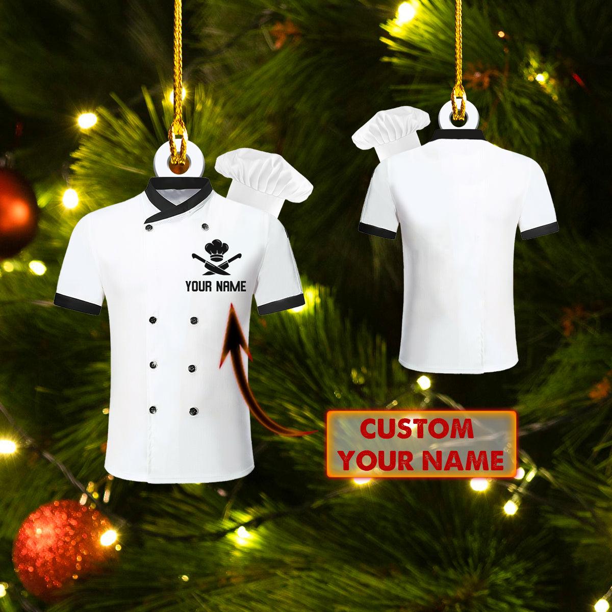 Custom Shaped Chef Uniform Ornament, Personalized Name Uniform for Master Chef Ornament OO1671