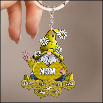 Colorful Grandma Mom Gnome Love Sweet Heart Keychain Custom Keychain For Mother Grandma Keychain KO0199