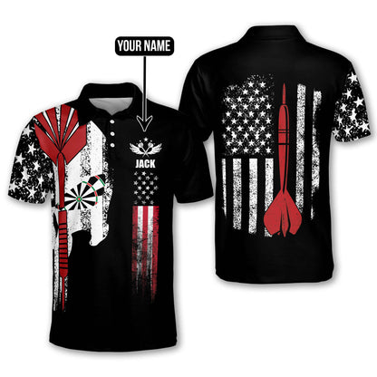 Tendpins Skull Darts American Flag Personalized Name 3D Shirt DMA0312