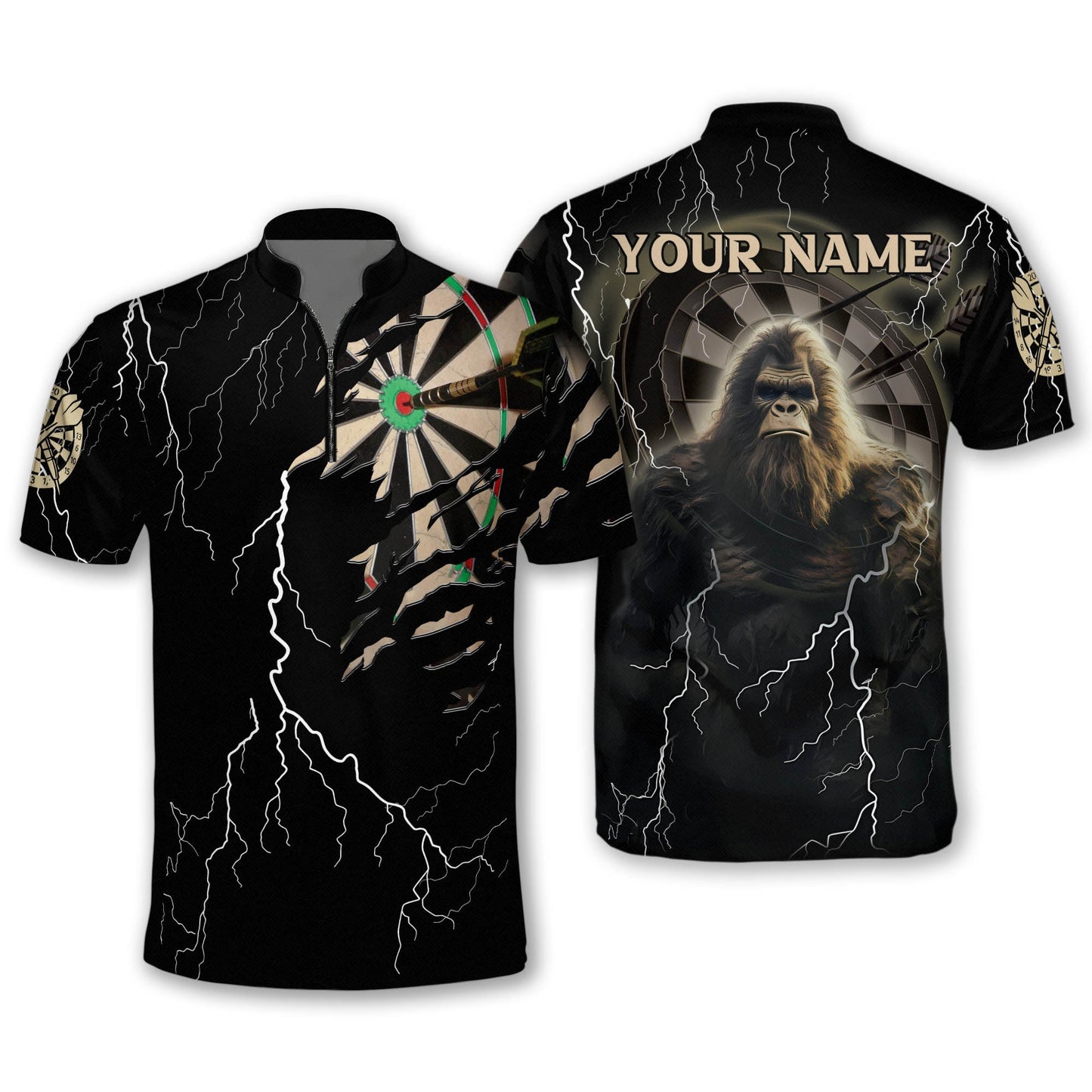 Bullseye Dartboard Personalized Name 3D Bigfoot And Darts Polo Shirt For Dart Player DMO0026