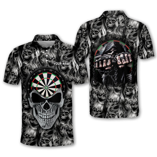 Darts Skull Personalized Name 3D Shirt For Darts Player, Idea Gift for Dart Men DMO0046