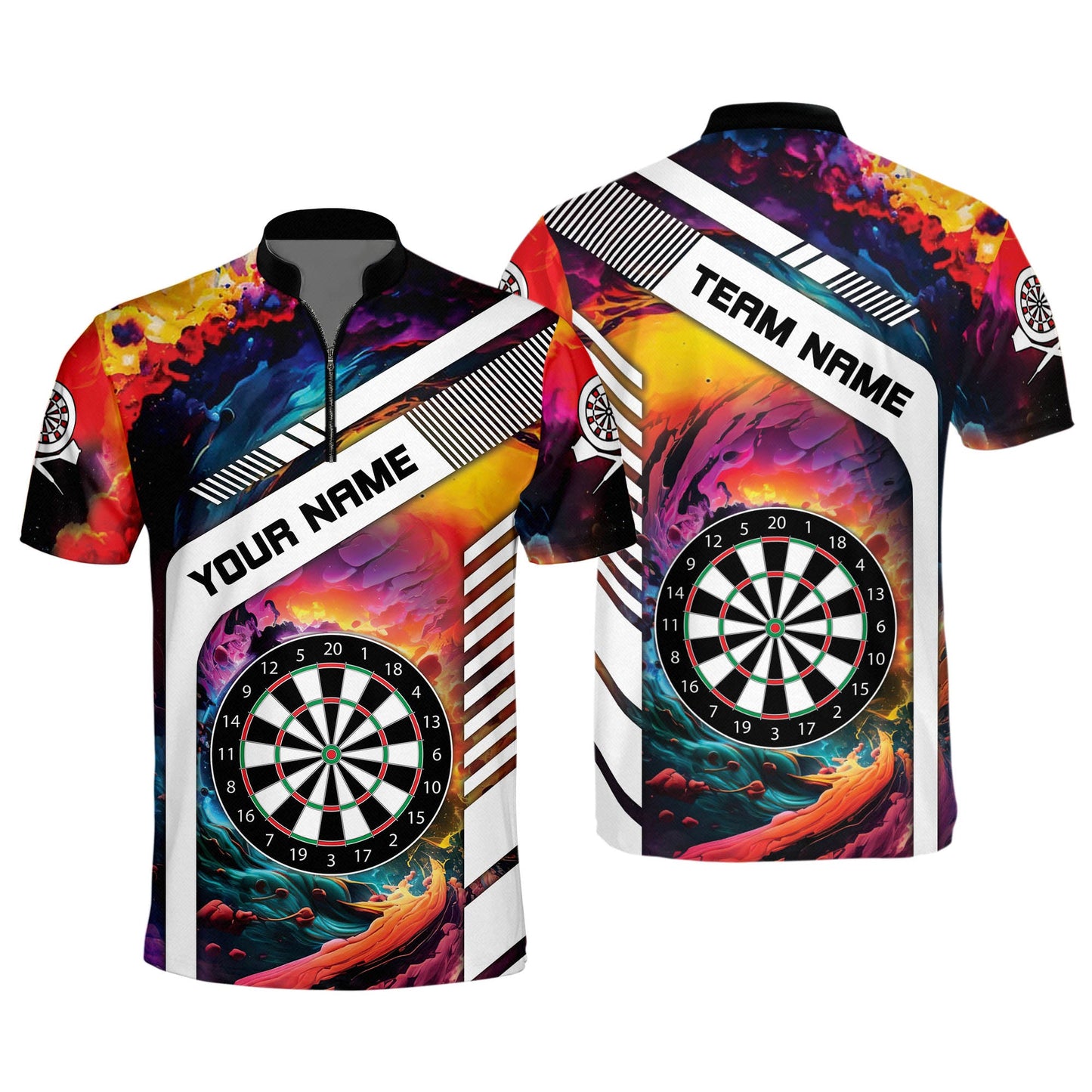 Tendpins Personalized Rainbow Background Dart Boart Polo Shirt, Perfect Shirt for Dart Lovers DMO0069