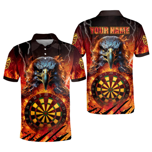 Dartboard Fire Eagle Polo Shirt Personalized Name 3D Shirt For Darts Player DMO0088