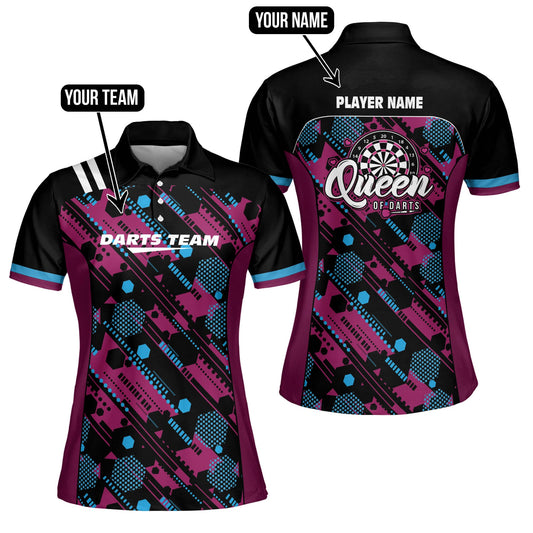 Hexagon Pattern Custom Darts Shirts for Women, Queen of Darts Polo Shirt DMO0117