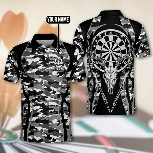 Personalized Camo Pattern Dart Polo Shirt, Gift for Dad Lover, Team Dart Shirt DMO0223