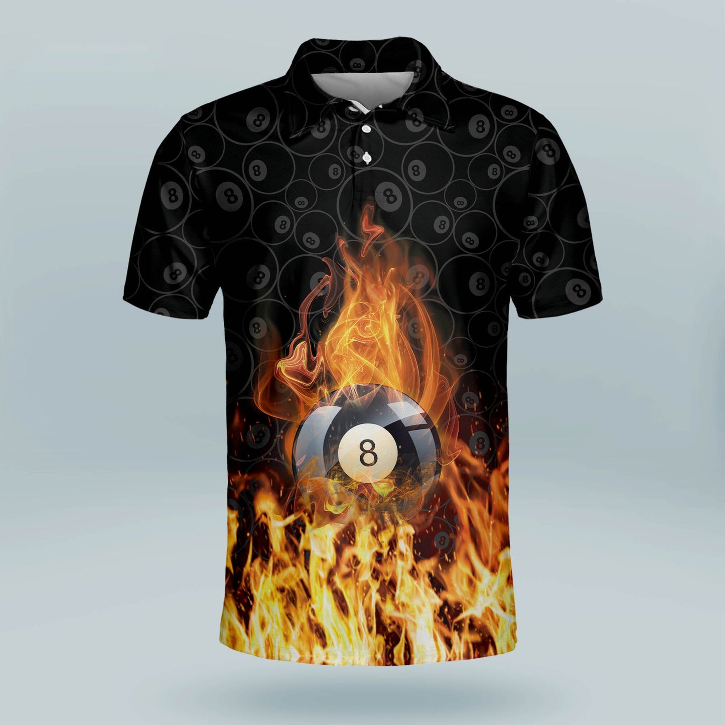 3D Skull 8 Ball Pool Billiard Polo Shirt BI0013