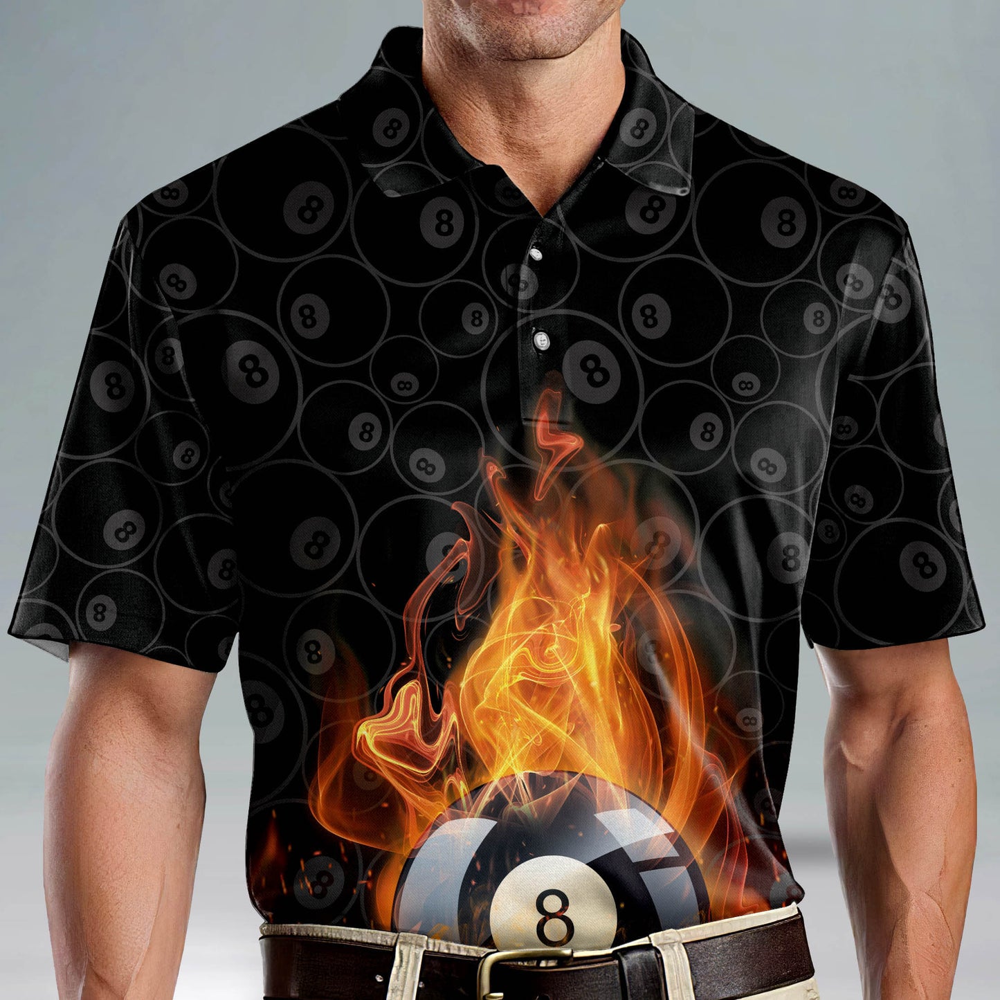 3D Skull 8 Ball Pool Billiard Polo Shirt BI0013