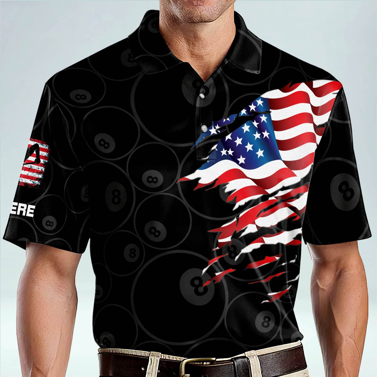 American Flag Billiard Polo Shirt BI0012