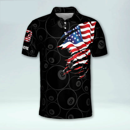 American Flag Billiard Polo Shirt BI0012