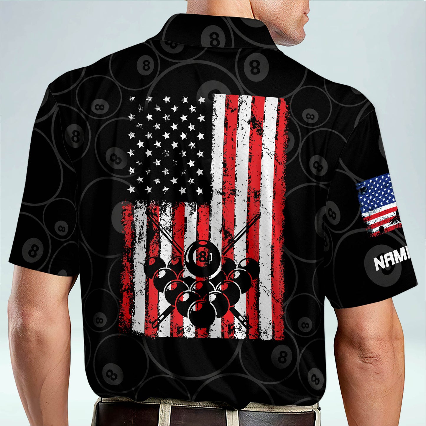 American Flag Billiard Polo Shirt BI0012