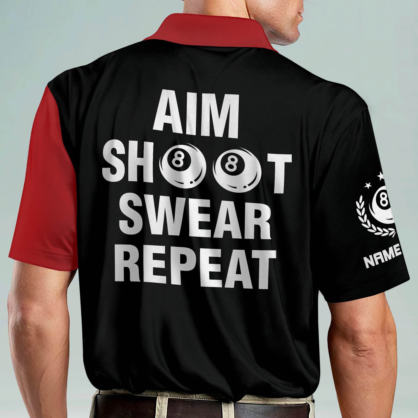 Aim Shoot Swear Repeat Billiard Polo Shirt BI0019