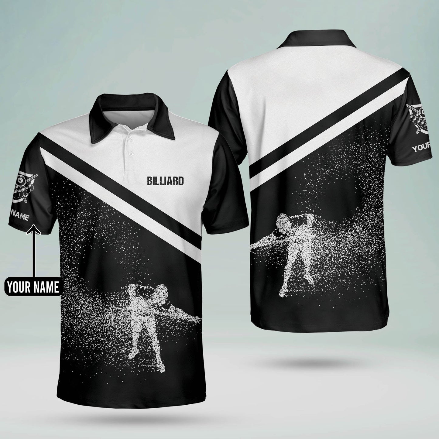 3D Funny 8 Ball Pool Billiard Polo Shirt BI0022