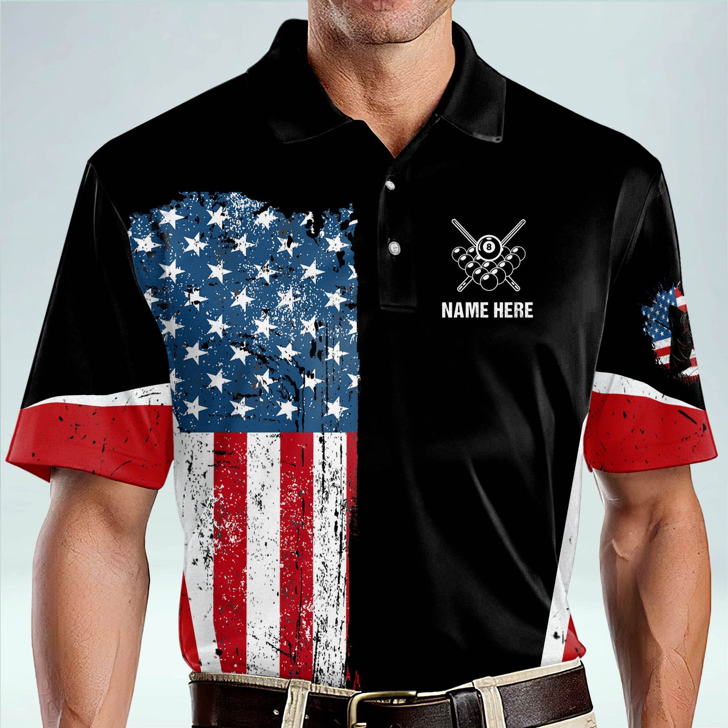 America Flag 3D Cool Billiard Polo Shirt BI0026