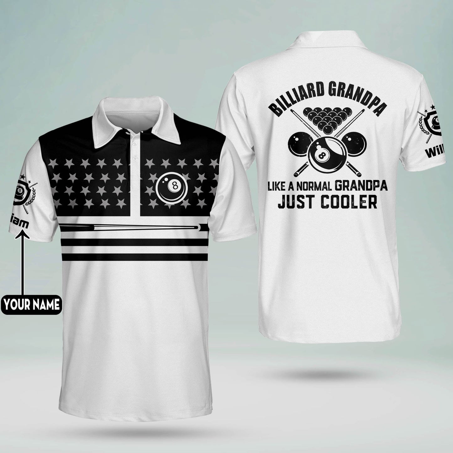 Billiard Grandpa Like A Normal Grandpa Just Cooler Billiard Polo Shirt BI0014