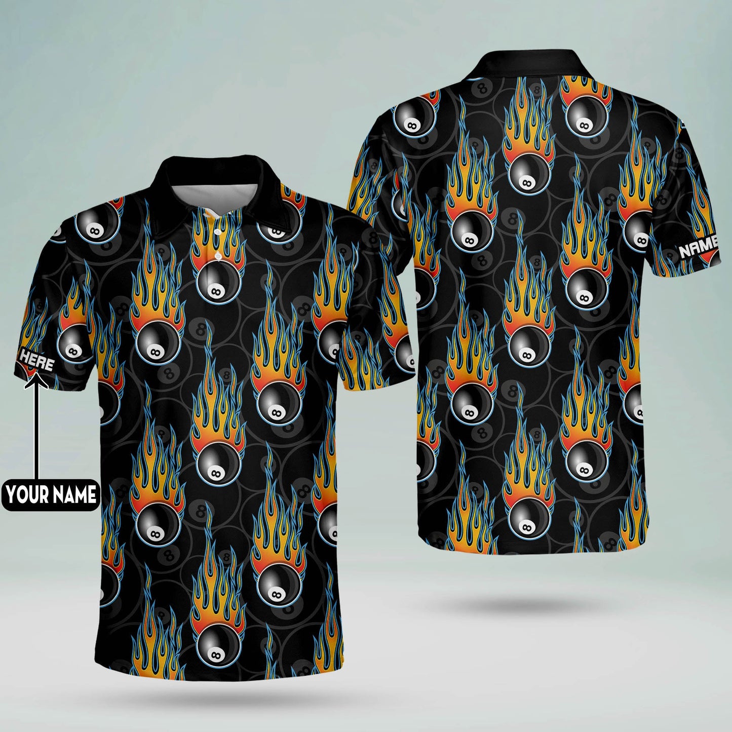 Funny 8 Ball Pool Billiard Polo Shirt BI0020