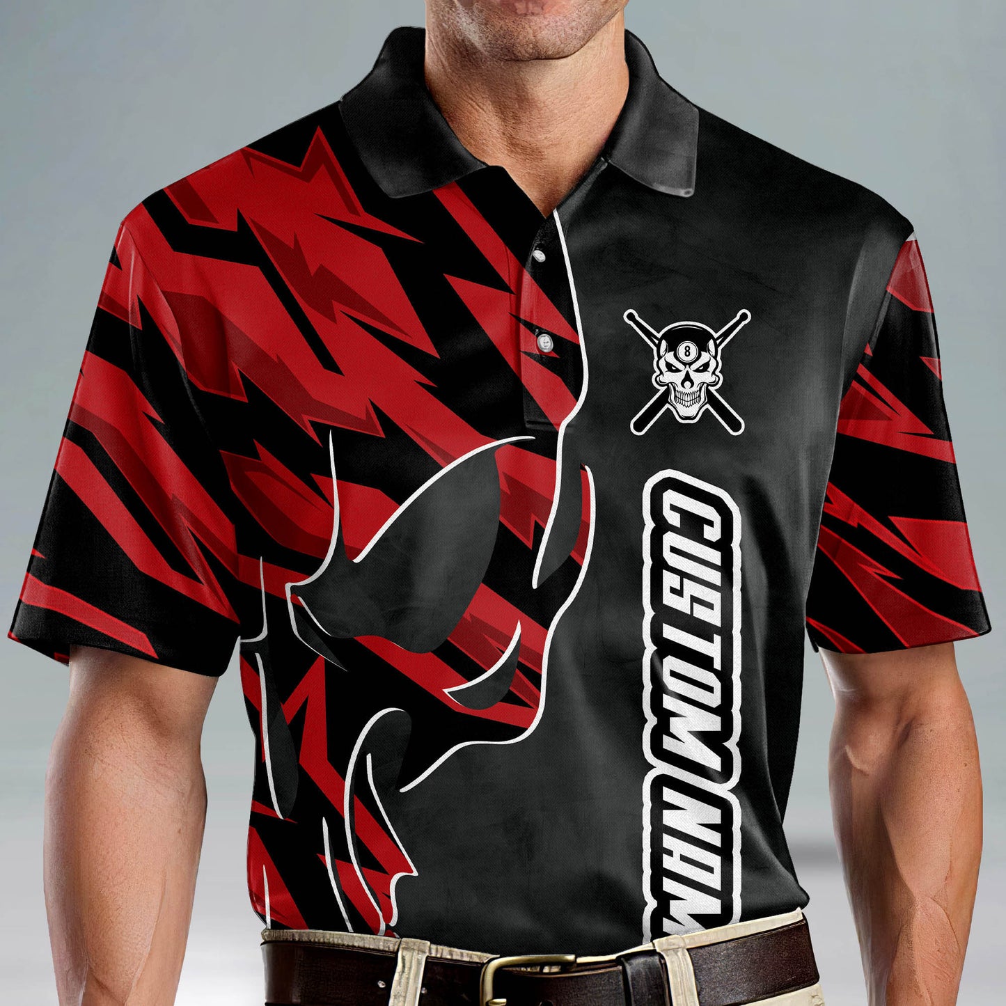 3D Skull Billiards Teams Polo Shirts for Men BI0032