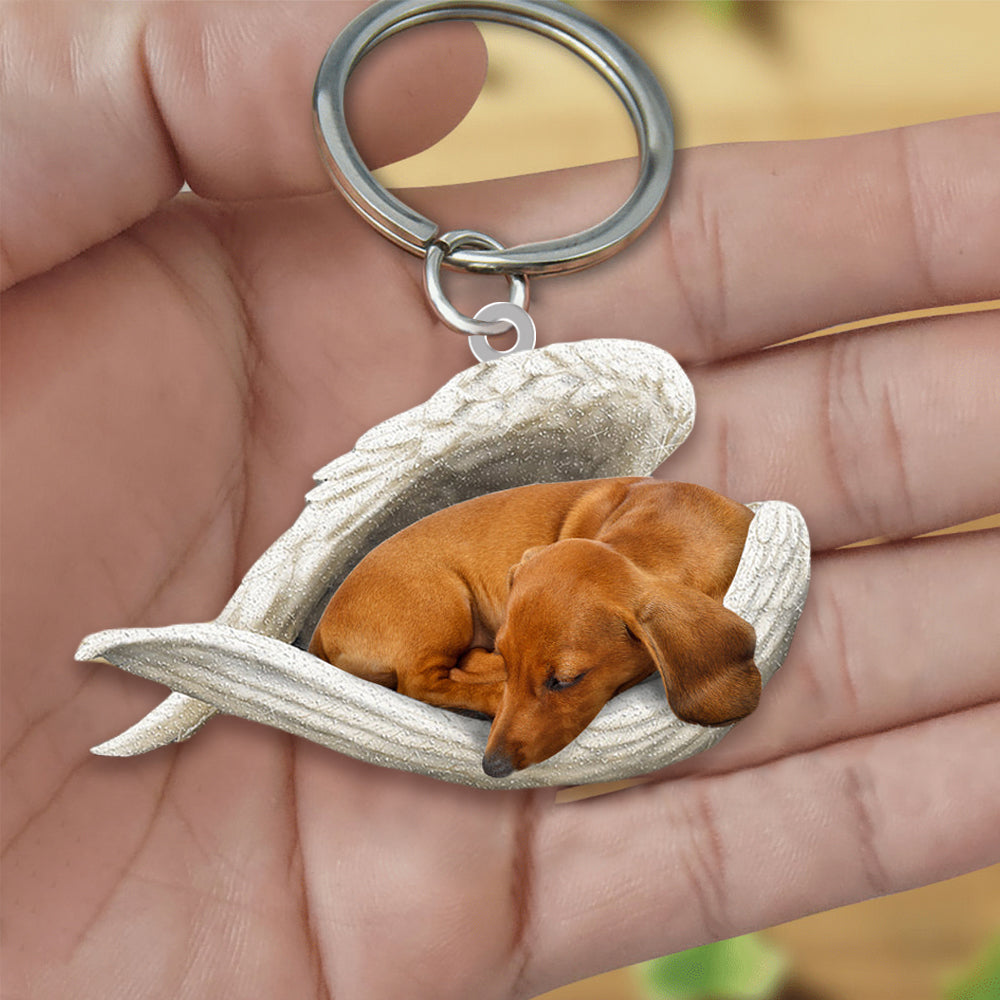 Dachshund Sleeping Angel Acrylic Keychain Dog Sleeping keychain KO0194