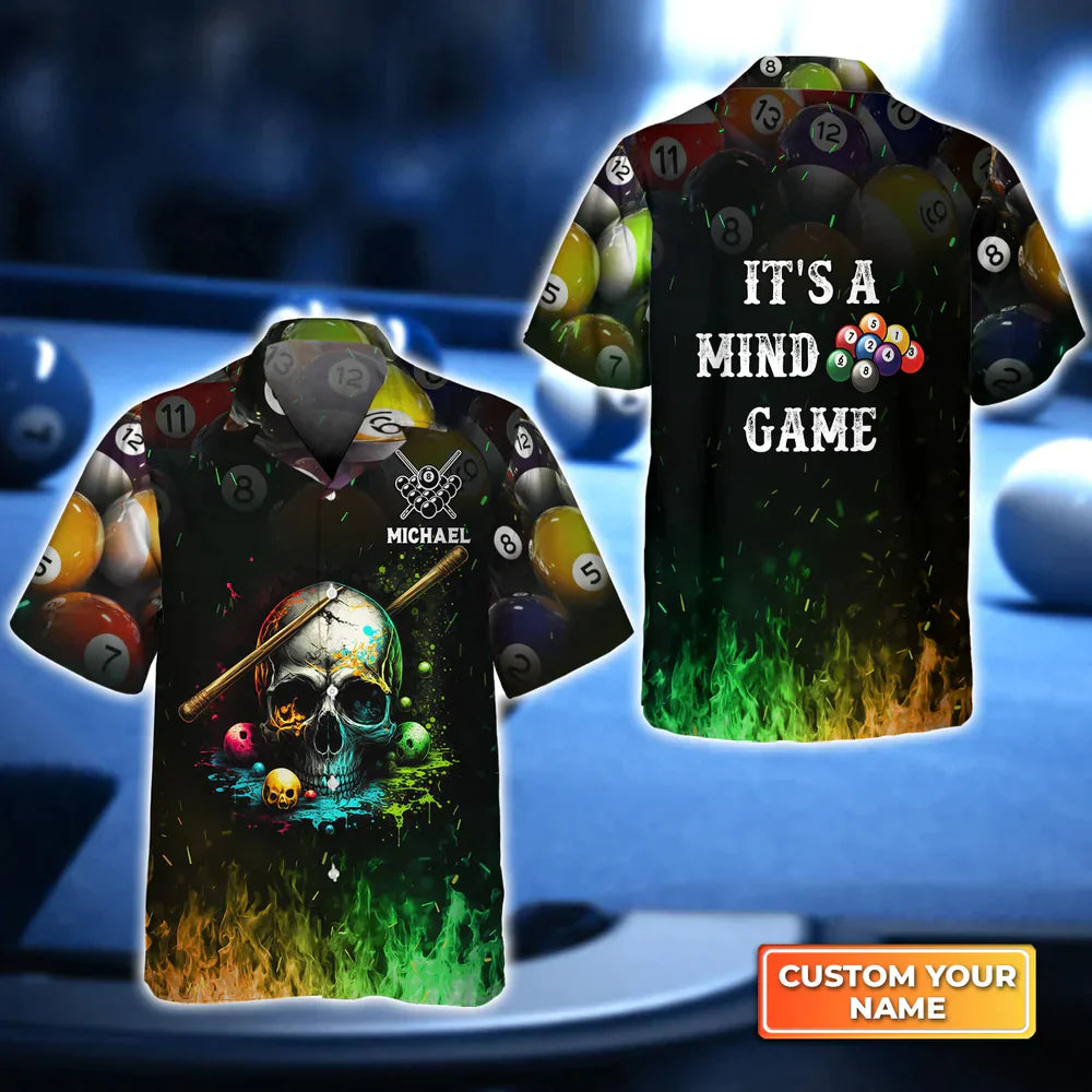 Tendpins Dead Stroke Skull Billiard On Fire Personalized Name Hawaiian Shirt BIA0121