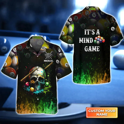 Dead Stroke Skull Billiard On Fire Personalized Name Hawaiian Shirt HO3144