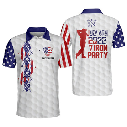 July 4th 2022 7 Iron Party Golf Polo Shirt GM0291