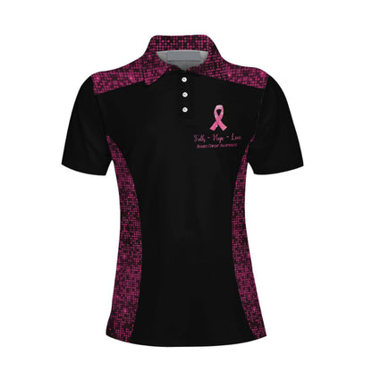 Faith Hope Love Angel Wings Breast Cancer Awareness Short Sleeve Women Polo Shirt, Pink Awareness Ribbon Polo Shirt For Ladies Tendpins SO0715