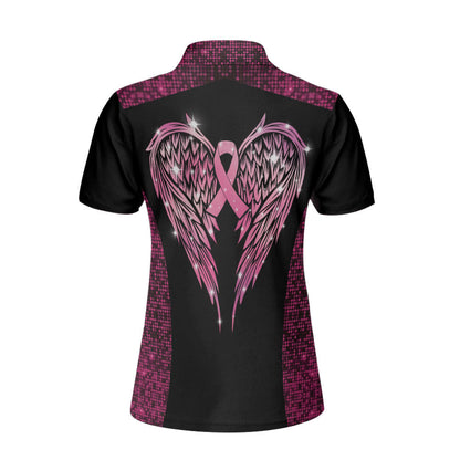 Faith Hope Love Angel Wings Breast Cancer Awareness Short Sleeve Women Polo Shirt, Pink Awareness Ribbon Polo Shirt For Ladies Tendpins SO0715