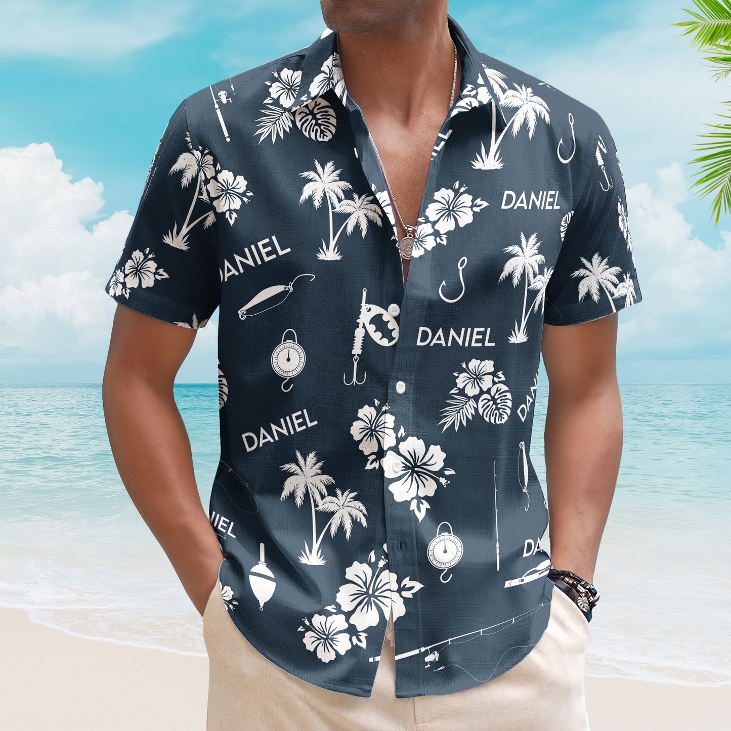 Fishing Tools Gears Custom Name Aloha Shirts For Men - Custom Hawaiian Shirts HA0027