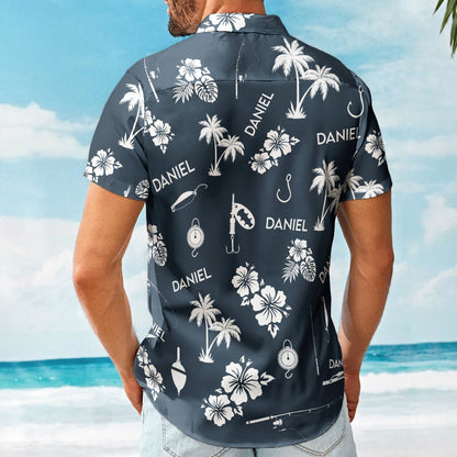 Fishing Tools Gears Custom Name Aloha Shirts For Men - Custom Hawaiian Shirts HA0027