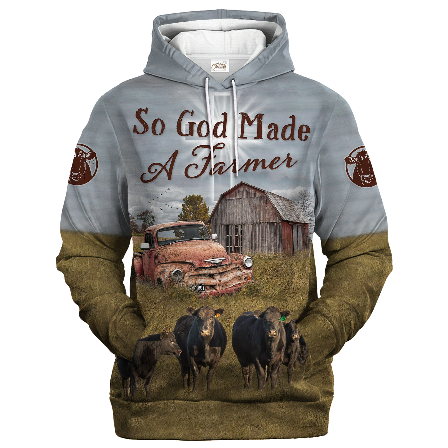 3D Full Print Black Angus Hoodie For Adults, So God Made A Farmer Hoodie SO0453