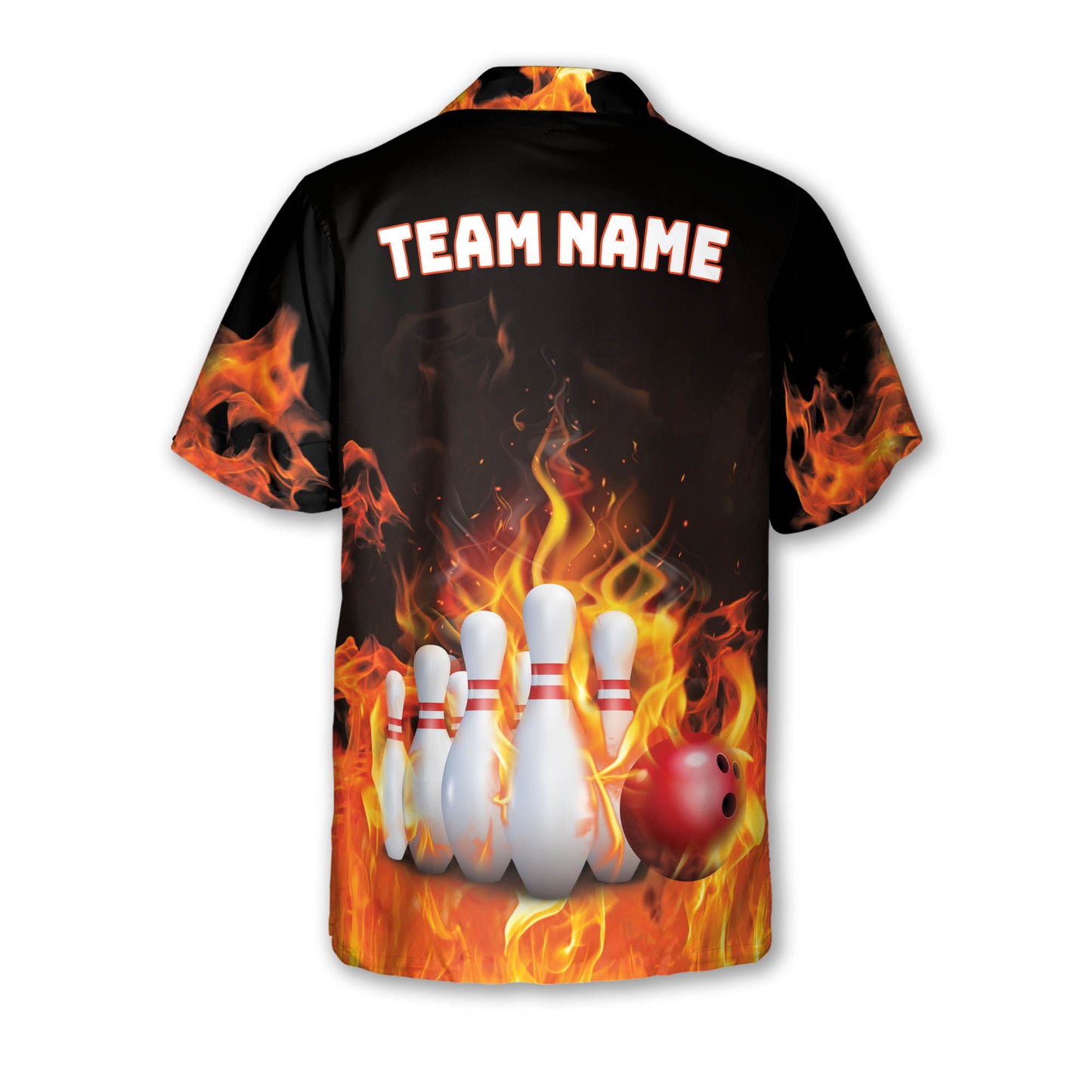 Custom Flame Bowling Hawaiian Shirt For Men, Custom Flame Bowling Team Shirts BZ0184