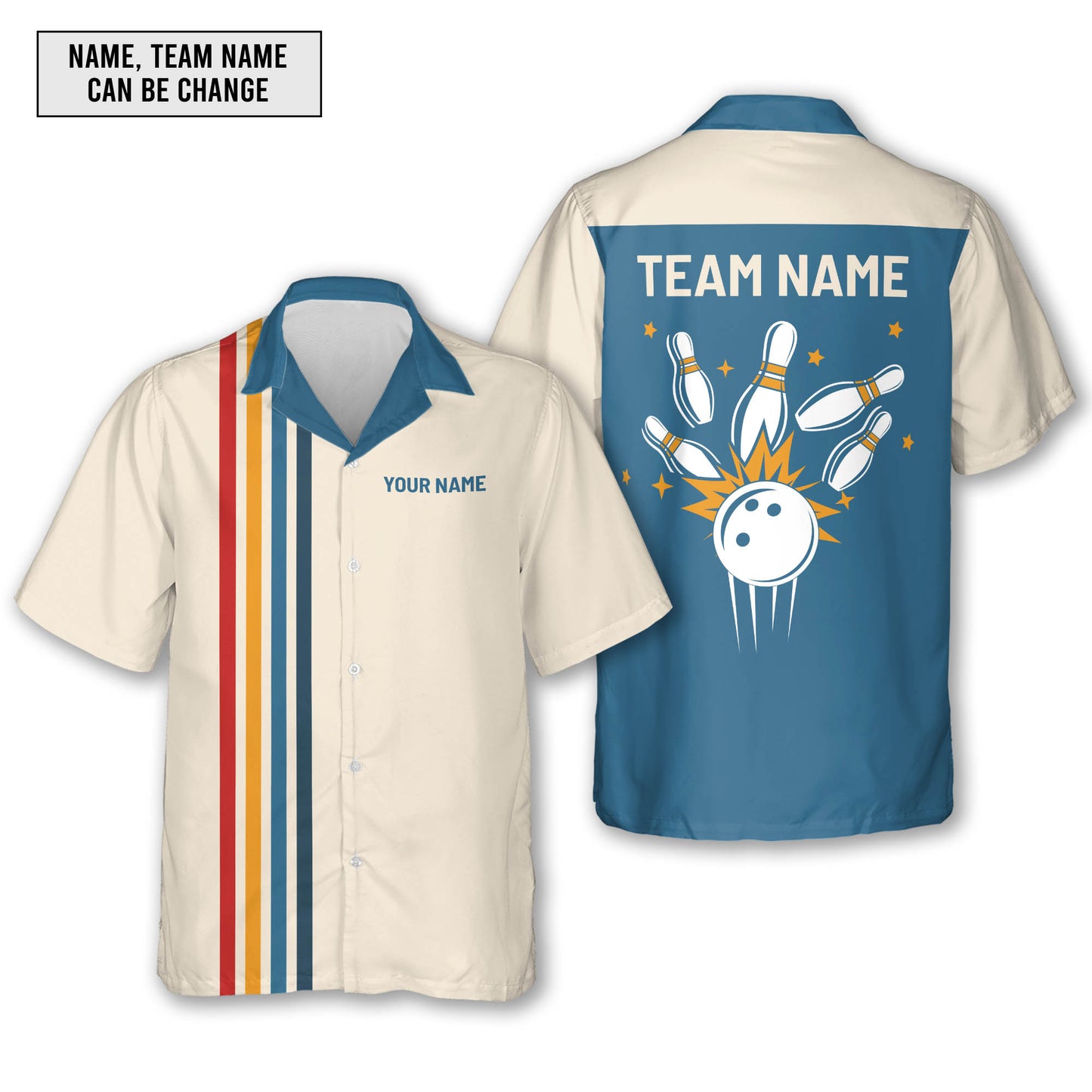 Custom Retro Bowling Hawaiian Shirt For Men And Women, Custom Retro Bowling Team Shirts HB0174