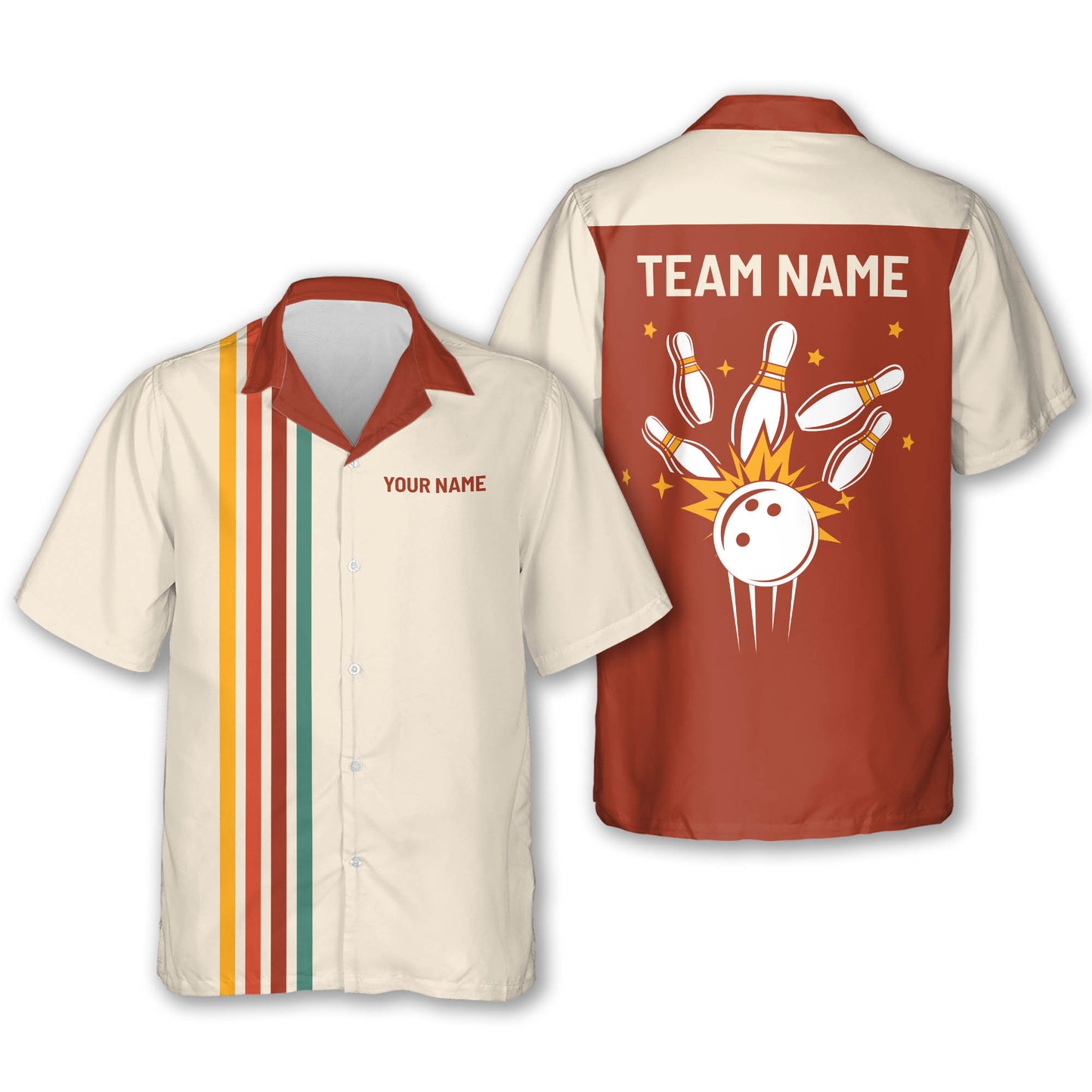 Custom Retro Bowling Hawaiian Shirt For Men And Women, Custom Retro Bowling Team Shirts HB0174