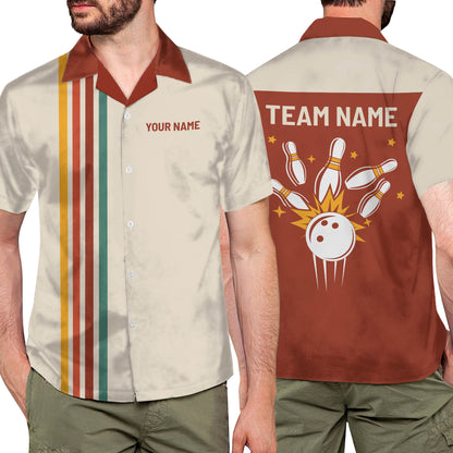 Custom Retro Bowling Hawaiian Shirt For Men And Women, Custom Retro Bowling Team Shirts HB0174