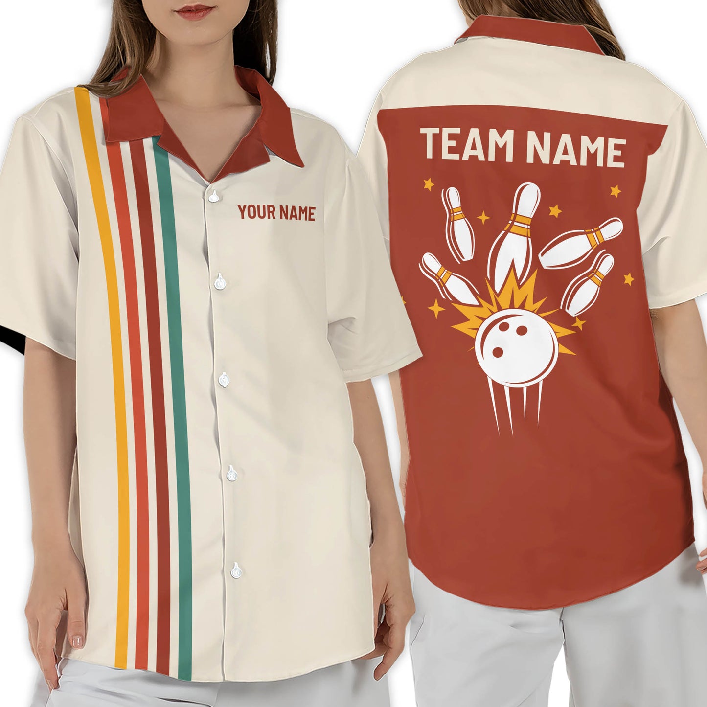 Custom Retro Bowling Hawaiian Shirt For Men And Women, Custom Retro Bowling Team Shirts HB0174