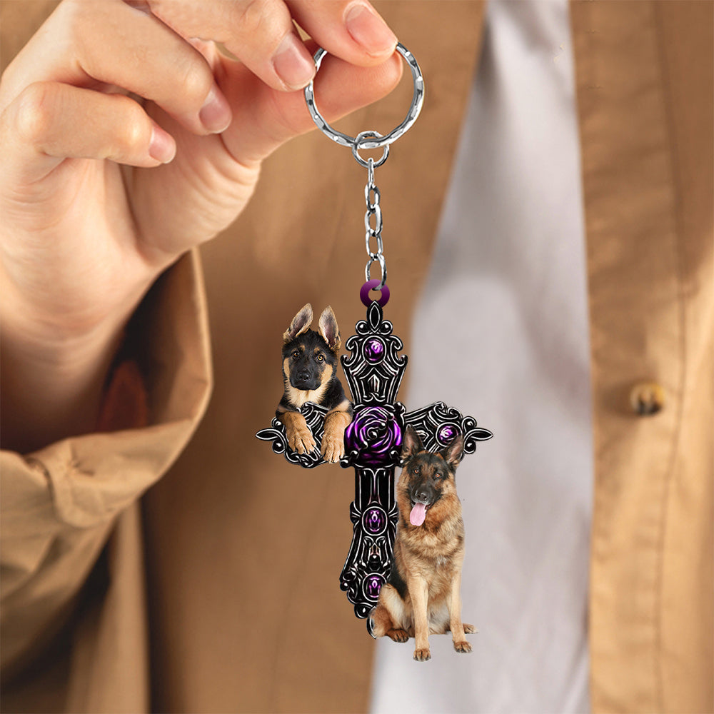 German Shepherd Pray For God Acrylic Keychain Dog Keychain Tendpins KO0259