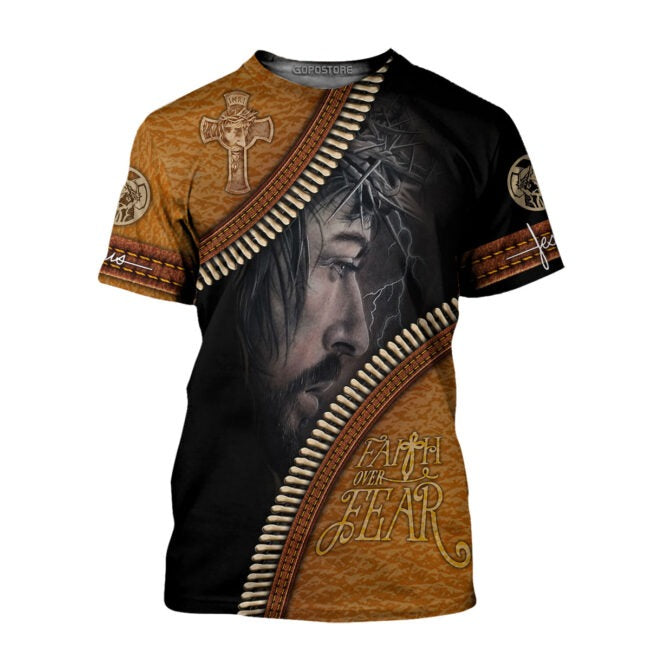 3D All Over Printed Jesus T Shirt Faith Over Fear Sublimation Jesus Tshirt Jesus 3D Hoodie TO0238