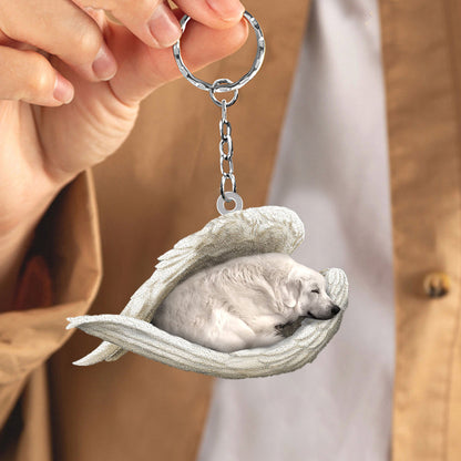 Great Pyrenees Sleeping Angel Acrylic Keychain Dog Sleeping keychain KO0245