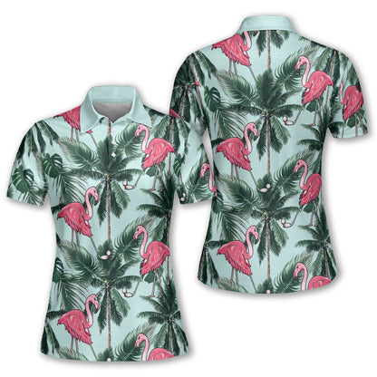 Seamless Tropical Flamingo Golf Sleeveless Polo Shirt, Short Sleeve Polo Shirt H0254