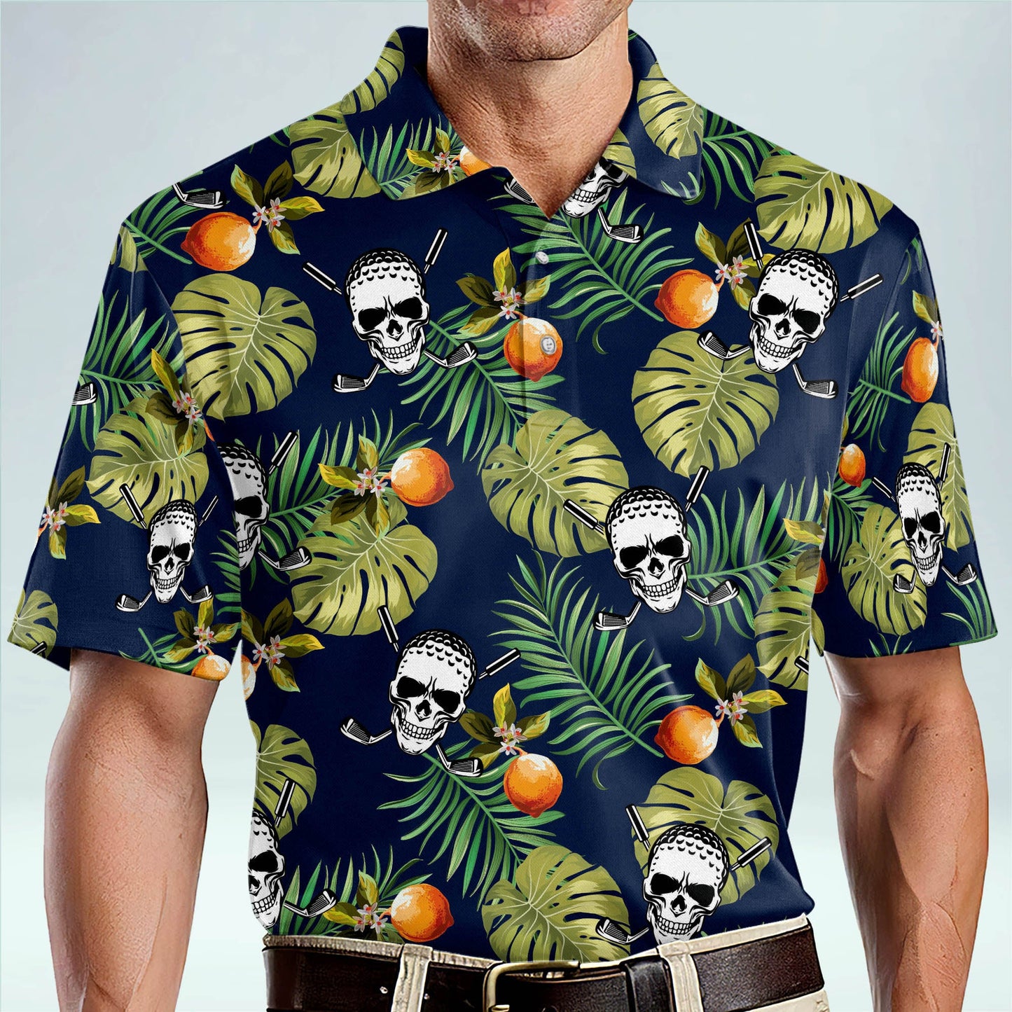 Flamingo Floral Summer Tropical Hawaiian  Golf Polo Shirt GM0353