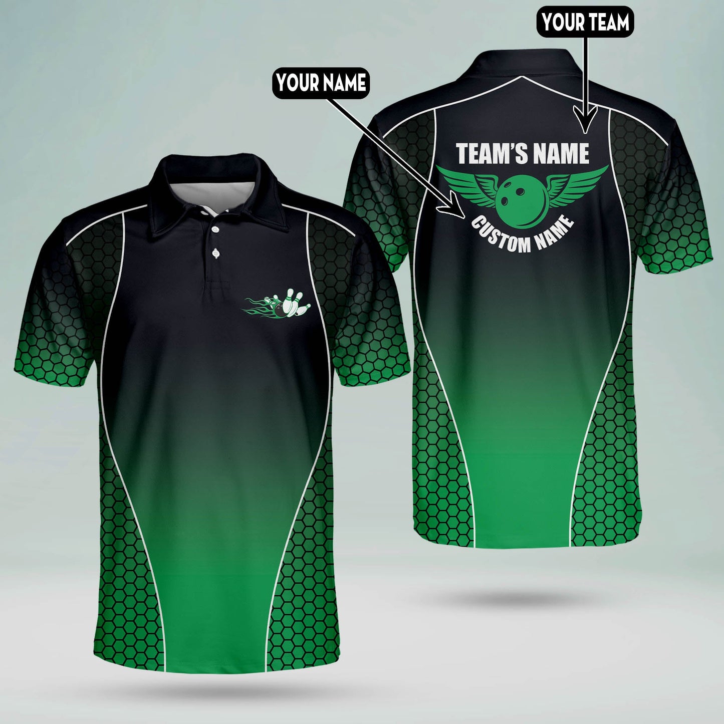 Custom Bowling Team Polo Shirts BM0091