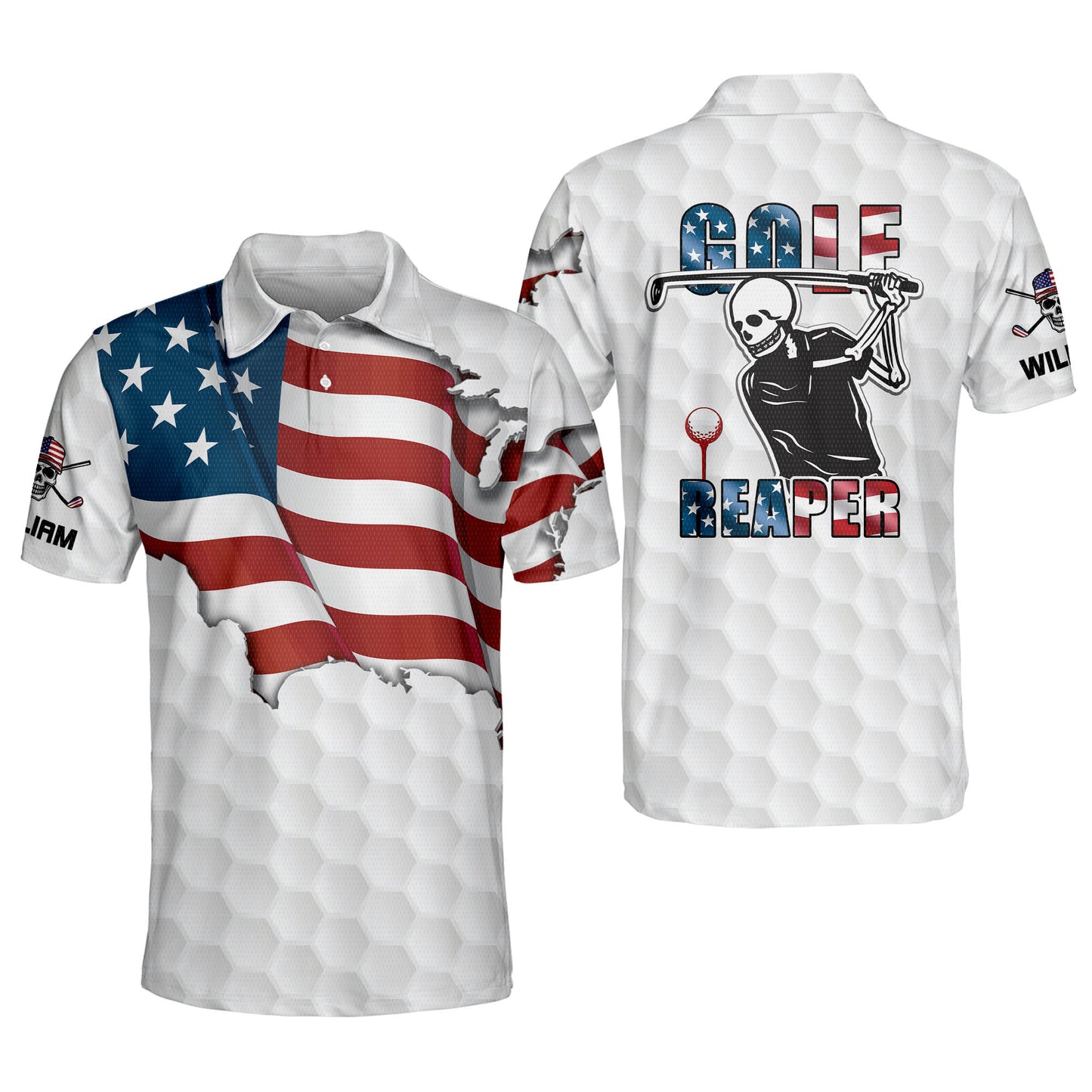 American Flag Golf Reaper Polo Shirt GM0172