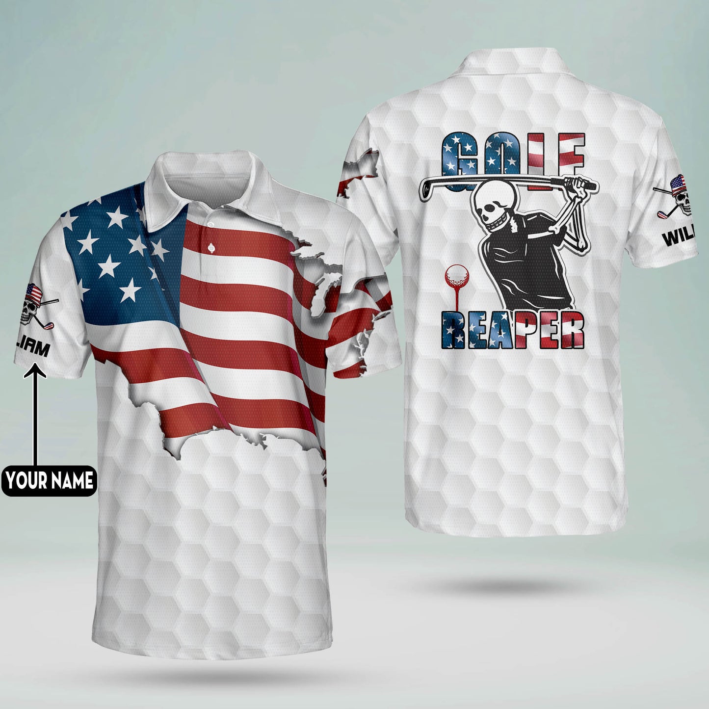 American Flag Golf Reaper Polo Shirt GM0172