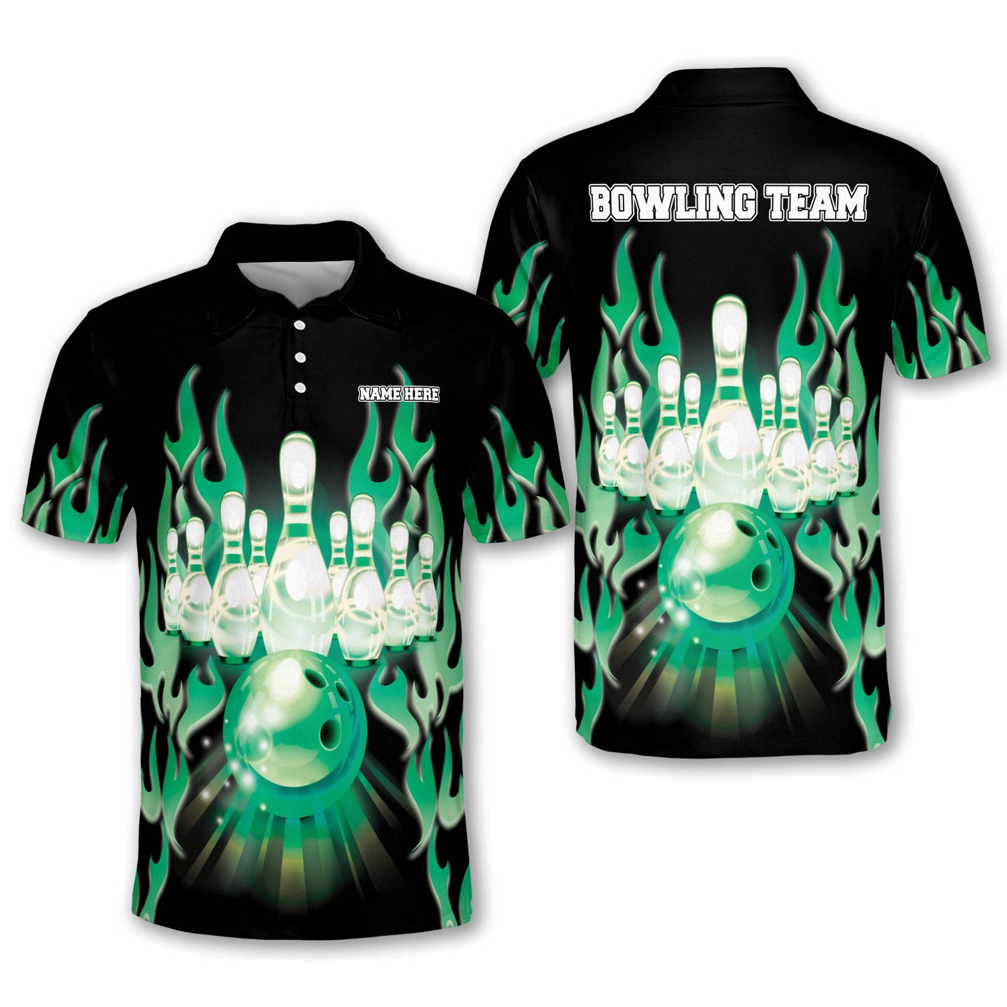 Flame Bowling Shirt For Men Women BM0020