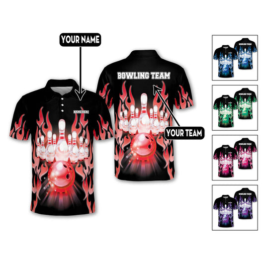 Flame Bowling Shirt For Men Women BM0020