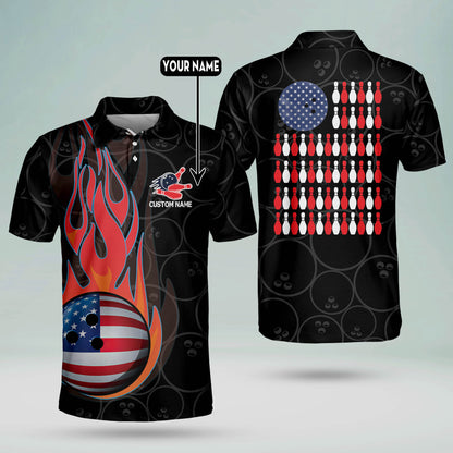 Patriotic Bowling American Flag Shirt BM0023