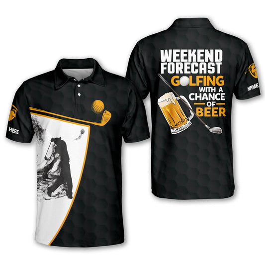 Weekend Forecast Golfing With A Chance Of Beer Golf Polo Shirt GM0423